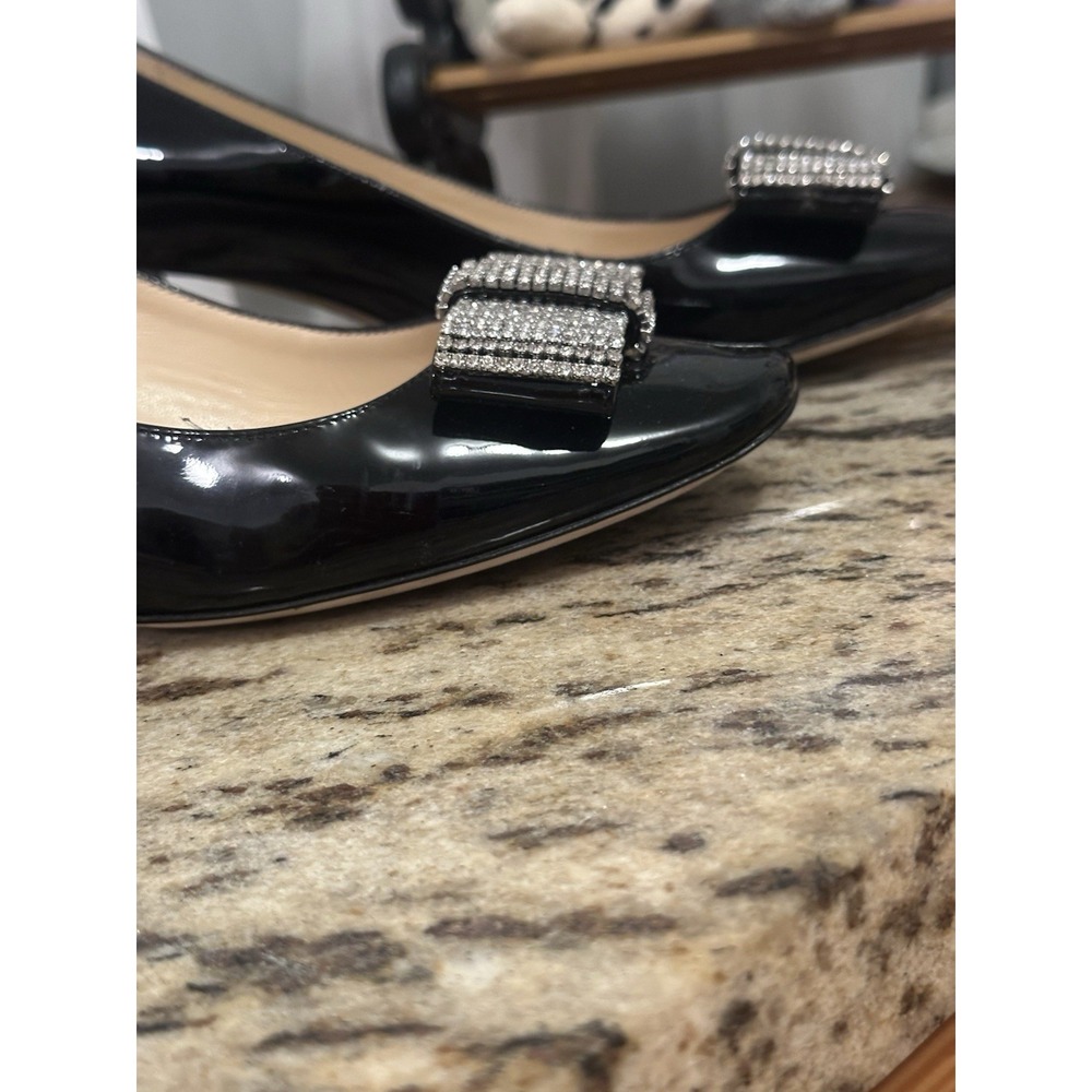 Kate Spade Dinah Bow Rhinestone Square Toe Block Heel. Party Shoes - Picture 10 of 11